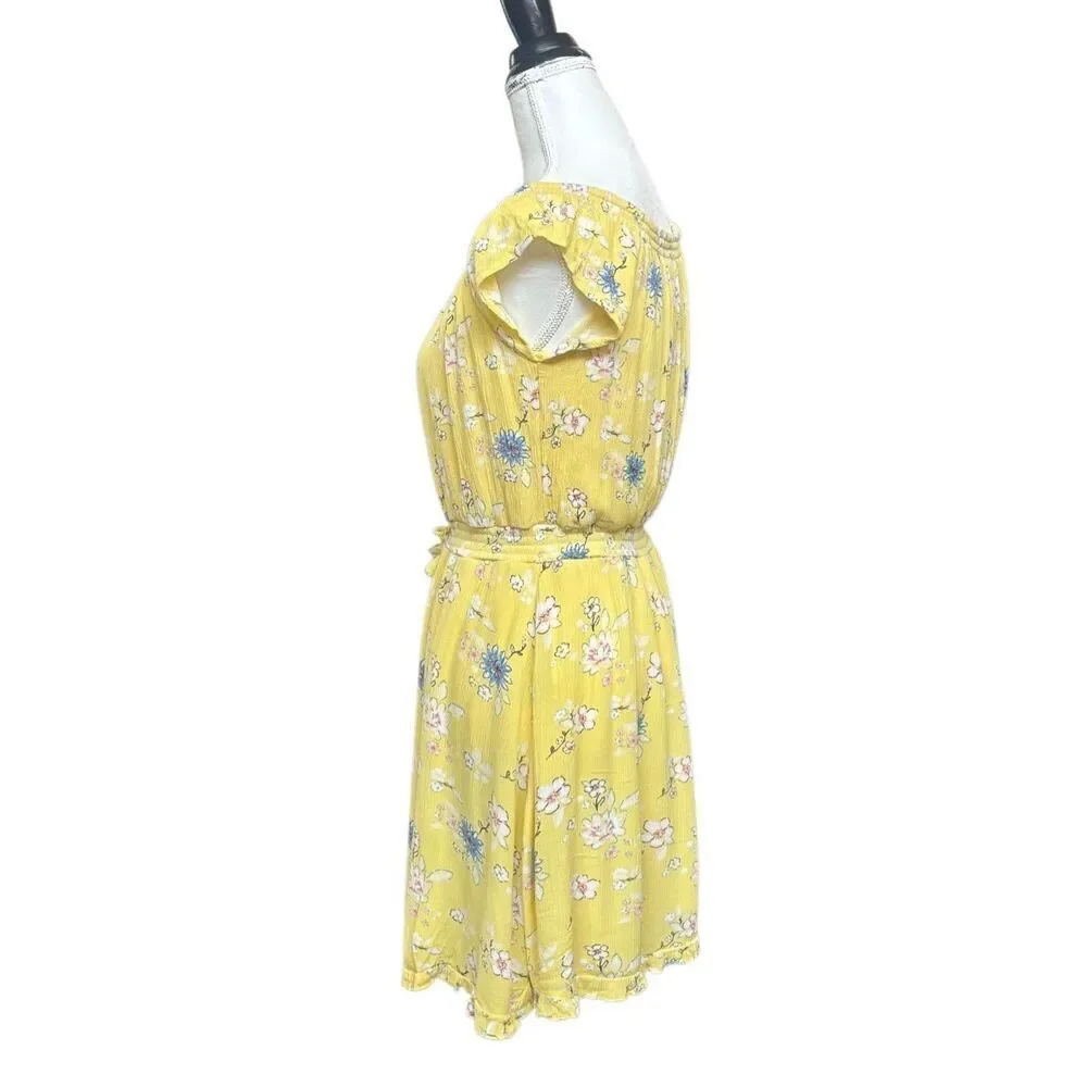 Justice Girls Yellow Floral Flutter Sleeve Dress size 16